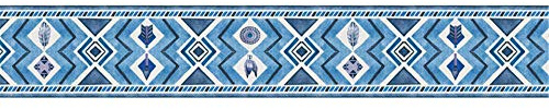 GouieRylin Carta da parati autoadesiva per bordo del bagno, impermeabile, bordi per pareti della cucina, in PVC, rimovibile, bordo delle piastrelle Blu 15cm X 500cm