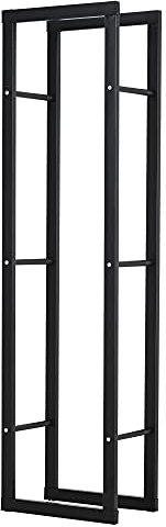 HOMCOM Metal Firewood Log Holder Tall Firewood Rack Indoor Outdoor Fireplace Wood Storage Shelf with Side Rails, Rust-Resistant, Black, 40W x 25D x 150H cm