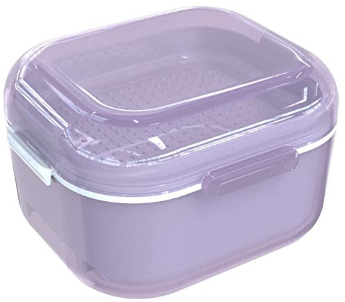 ARGOMAX Scatola per protesi, scatola per protesi dentarie, scatola per protesi dentarie con colino, pulizia, ammollo e conservazione di protesi dentarie e altri strumenti orali (viola)