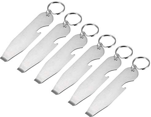 uxcell 6pcs Bottle Openers, Stainless Steel Can Opener Manual Bottle Punch Opener 3.95 Long Suitable for Beer Bottle Can Beverage, Silver