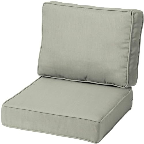 TENAGE Outdoor-Sitzkissen-Set, tiefe Sitzkissen für Terrassenmöbel, Rasenstuhl, Allwetter-Kissen, 45 x 45 cm, grau