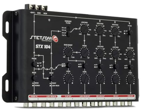 KIT SET PER STETSON STX104 1 crossover elettronico a 5 vie, equalizzatore, 4 ingressi, 5 uscite, con bass boost e subsonic filter, per auto, 1 pezzo
