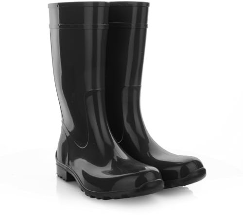 LEMIGO Damen Gummistiefel Wasserdicht Hohe Regenstiefel Gartenschuhe 967 Ilse (Schwarz, 37)
