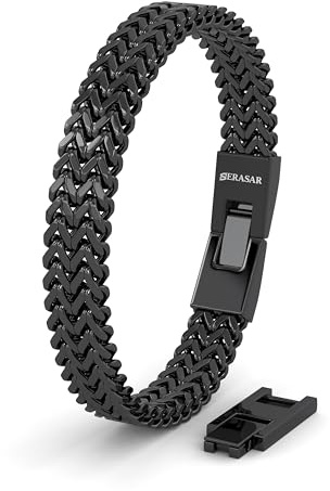 SERASAR Bracciale Ragazzi Nero Bracciale Uomo Bracciale Uomo Acciaio Inox Bracciale Gioielli Uomo Bracciale Intrecciato Bracciale Bracciale Avvolgente Bracciale Per Ragazzi Regalo Di Compleanno