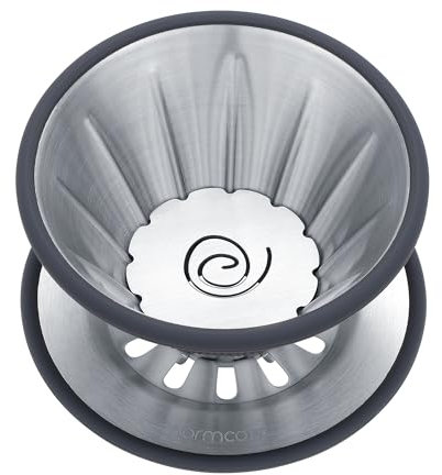 Normcore Gotero de café 2 en 1, gotero de café de viaje de una sola taza, uso V60 y cafetera de papel de filtro ondulado, acero inoxidable 304, plateado