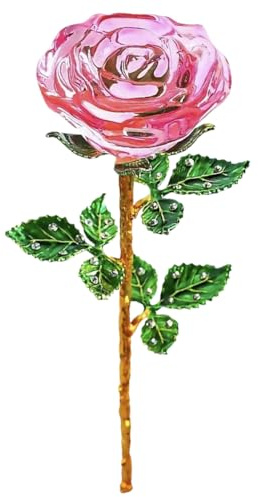 Magicherry Ramo de rosas de cristal, flores artificiales, ramo de rosas de cristal, adornos para el hogar, centro de mesa, decoración para Navidad, aniversario, boda, color rosa