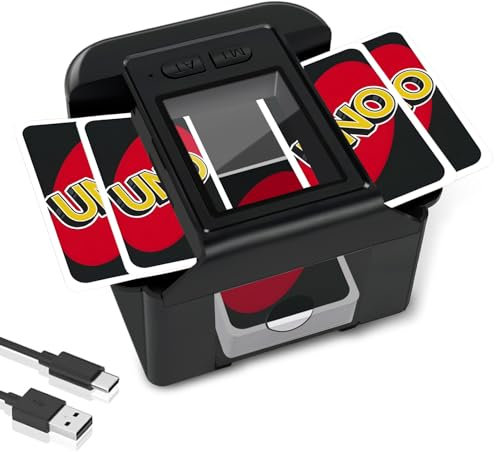 TOFFCAEA Automatischer Kartenmischer, mit 2000mAh wiederaufladbarer eingebauter Batterie für 2 Kartensätze, für Kartenspiele, Texas Hold'em, Poker, Heimkartenspiele, Blackjack (Schwarz)