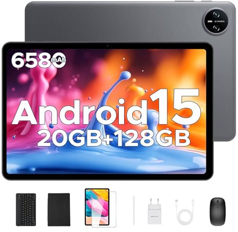 DOOGEE Tab A9 Pro VIP Tablet 10 Pulgadas, Andriod 15 Tablet con Teclado y Lapiz, 16GB RAM+128GB ROM(2TB TF MAX), HD IPS Pantalla, 6580mAh, WiFi5 2.4/5GHz/8MP+5MP/Facial ID/GMS/BT5.0/3.5mm Jack