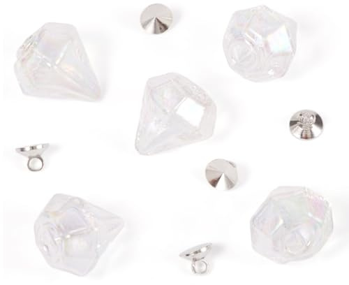Spritewelry 5 ciondoli vuoti a forma di bottiglia dei desideri in vetro con diamante, con tappo a gancio, per orecchini, collane e gioielli fai da te, Vetro