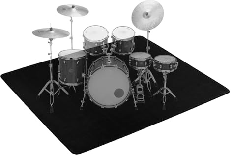 Drum Rug, 120*160CM Drum Mat, Non-Slip Soundproof Mat, Indoor Outdoor Electronic Drum Carpet Practice Pad, Drum Accessories for Electronic/Jazz Drum Kits, Bass Pedals & Floor Protection (Black)