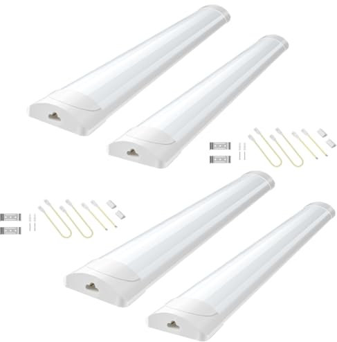 papasbox 4 Stück LED Leuchtstoffröhre 115cm | Feuchtraumleuchte Röhre 40W LED Deckenleuchte Lampe | 6500K Kaltweiß Leuchtstofflampe für Keller Werkstatt Garage Küche