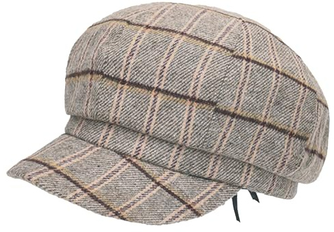 Rayson Randig hatt dam vinter chic Newsboy basker justerbar inomhus satin keps åttakantig retro beret dam för höst vinter, Beige färg, One size