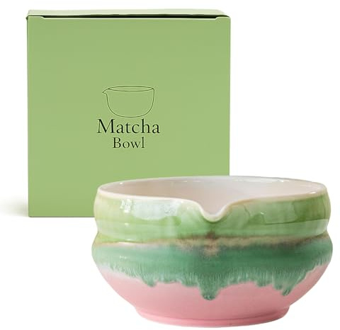 Jinfanshurich Tazón de cerámica para matcha con boquilla – Cuenco y tazón de 500 ml hechos a mano para matcha japoneses, tazón y taza, cuencos de matcha para ceremonias de té y amantes del bricolaje