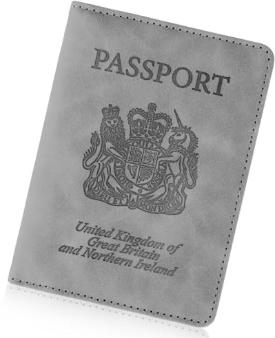 Cinocratic Passport Holder for Travel Accessories,RFID Blocking PU Leather Passport Cover Wallet Card Case for Men and Women (Grey)