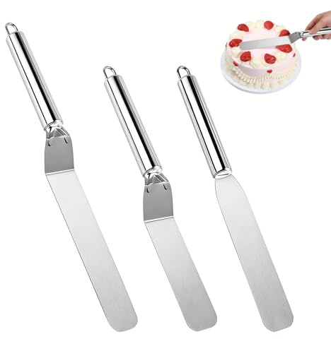 UZYXC Set 3 Spatole Per Torte In Acciaio Inox: Coltello E Spatola Angolare, Spatole Per Pasticceria, Per Glassa E Crema, Ideale Per Decorazione Dolci E Panificazione.