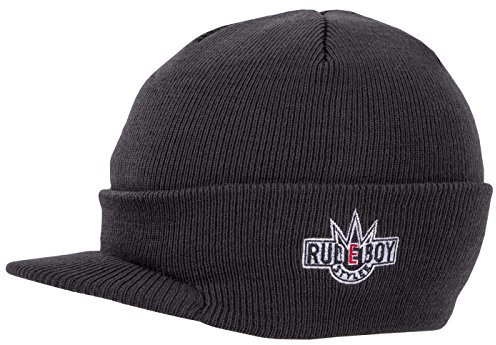 Rudeboy Stylee Wintermütze Jungen Visor Beanie Cap Deluxe, One-Size, Dark Grey Solid