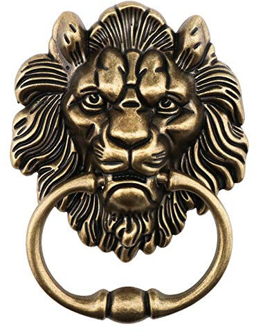 Create idea Bronze 15,8 cm / 6,22 Zoll Löwenkopf Kopf Klopfer Dekorativer Aluminium Klopfer Poliert Klassisches Antikdesign für Vordertüren und Hauptveranden Zubehör