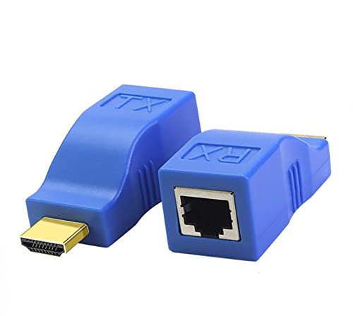 ZHITING Extender HDMI, Adattatore Convertitore Ethernet di Rete da HDMI Maschio a RJ45 femmina,per cavo Cat 5e/6, 1080p, trasmissione fino a 30 m,per HDTV, PS4, STB, DVD 4K/2K