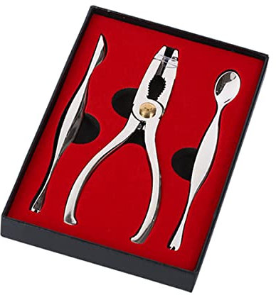 3Pcs Seafood Tools Set - Lobster Crab Leg Crackers Nut Crackers and Stainless Steel Seafood Spoon and Forks Set Gift with Package Box