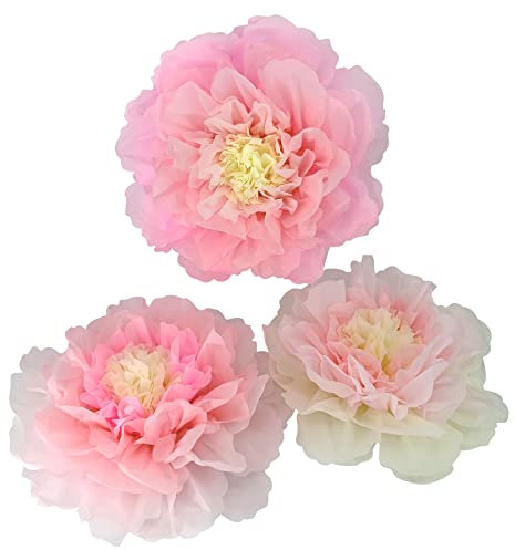 Mybbshower Rosa 50,8 cm große Papierblume für Wand, Kinderzimmer, Geburtstag, Party, Hochzeit, Dekoration, Blumenhintergrund, Packung mit 3 Stück (hellrosa)