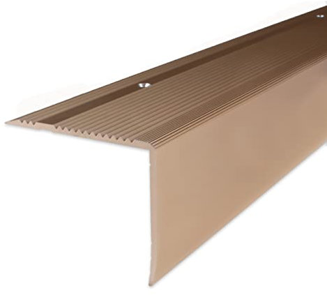 PROVISTON | Treppenkante | Aluminium eloxiert | Bronze Hell | Breite 69 mm | Höhe 55 mm | Länge 1000 mm | Gebohrt | Treppenkantenprofil | Treppenwinkel | Winkelprofil | Kombiwinkel | 1 Stück