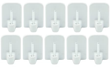 Buddy4Home house accessoires 10x Selbstklebende Gardinenhaken für Gardinenstangen Vitragestangen Fensterhaken für Fenster Klebehaken ohne Bohren Kunststoff Gardinenhalter weiß