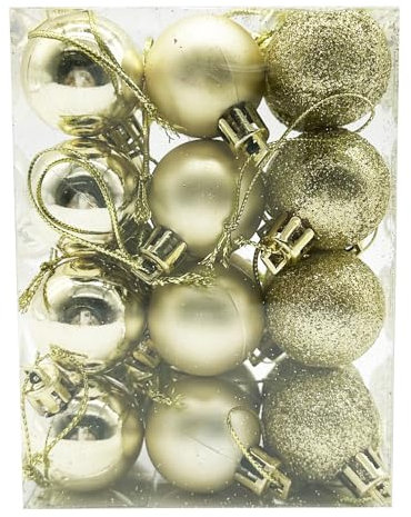 24 Bolas de Navidad de 30 mm, Decoración Inastillable, Mini Bolas Colgantes para Árbol de Navidad, Boda, Fiesta, Decoración, Color Dorado