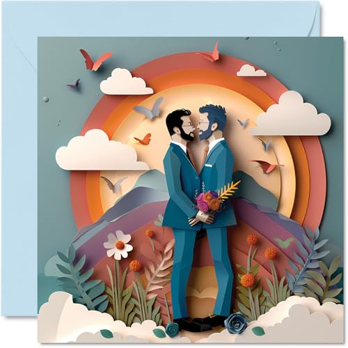 Tarjetas de boda LGBTQ para parejas – Tener y sostener – Felicitaciones, regalos de compromiso feliz, tarjeta de felicitaciones bien hechas, tarjetas de felicitación de matrimonio de 145 mm para