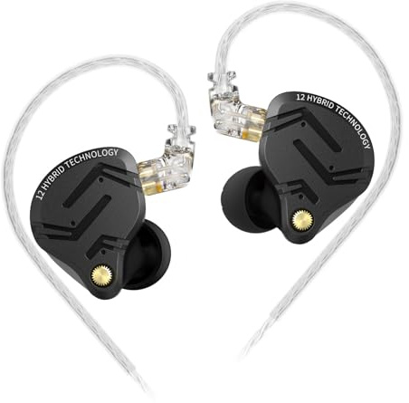 KINBOOFI KZ ZS12 PRO X IEMS – 1DD+5BA Hybrid in-ear monitor hörlurar, spelöronsnäckor med 2-polig kabel (mörksvart, ingen mikrofon)