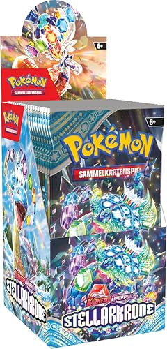 Pokémon-Sammelkartenspiel: Boosterbundle Karmesin & Purpur – Stellarkrone (18 Boosterpacks)