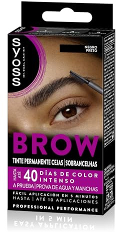 SYOSS Brow Tinta per Sopracciglia Nero Intenso (1 x 10 ml), Colorazione permanente per capelli, impermeabile, copertura totale e lucentezza durevole, durata 40 giorni e fino a 10 usi, per sopracciglia