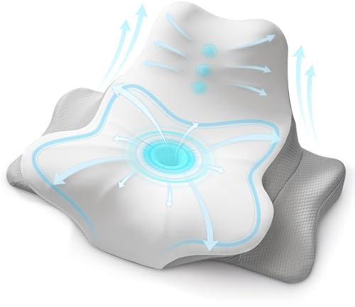 Careboda Almohada multifunción – Almohada ergonómica para el cuello – Espuma viscoelástica con funda de seda helada – para dormir de lado, espalda y boca abajo