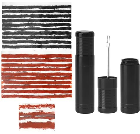 ZMDMAH Tubeless Fahrrad Reifenreparaturset 25 teiliges kompaktes Flickzeug mit Edelstahl-Gabel und 3,5mm Streifen Tragbares Notfall Reparaturtool für MTB & Rennrad Fahrer