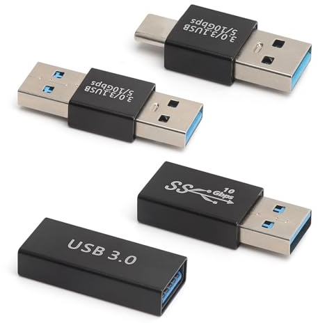 UOCAI Kit d'adaptateurs USB 3.0 4 en 1 USB 3.0 Femelle vers mâle Femelle vers convertisseur USB Type-C Coupler Haute Vitesse pour Prise d'extension Plug Stick Clavier Ordinateur Portable PC