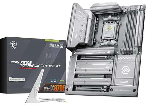 MSI MAG X870E Tomahawk MAX WiFi PZ Motherboard, ATX - Supports AMD Ryzen 9000/8000 / 7000 Processors, AM5 - DDR5 Memory Boost 8400+ MT/s (OC), PCIe 5.0 x16, M.2 Gen5, Wi-Fi 7, 5G LAN