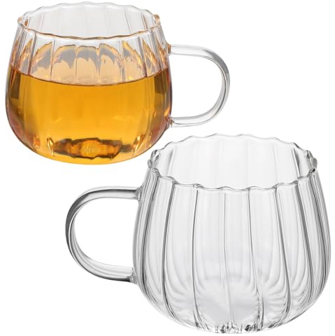 Toyvian Set 2 Tazze da Colazione in Vetro Trasparente 450Ml con Manico Tazze da Caffè Latte e Tè Resistente al Calore per Uso Quotidiano e Prima Colazione