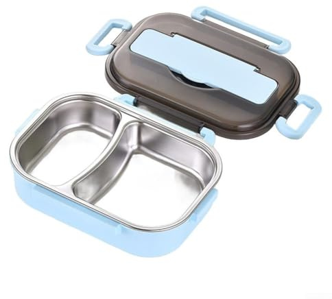 1L Thermal Lunchbox with Cutlery, Stainless Steel Insulated Container with Leakproof Lid Designed for Hot or Cold Meal Storage During Daily Travel (Blue)