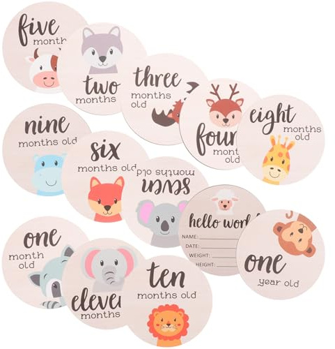 Hemobllo Monthly Milestone Wooden Cards for First Year Name Sign for Newborn Photography Props and Birth Announcement Signs