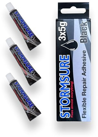 Stormsure Flexibler Reparaturkleber 3x5g (Schwarz) - Starker, Extrem Langlebiger Kleber für Wasserdichte, Flexible Reparaturen