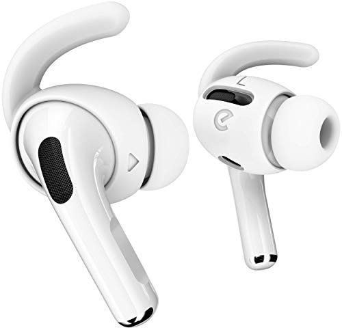 KeyBudz EarBuddyz Silikon Ohrhörer Aufsätze für Apple AirPods Pro, EarPods Kopfhörer Ohrhörer Zubehör, Ohrhaken Ohrbügel, rutschfest, Sport, weiß