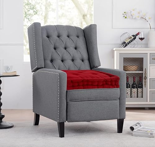 EXQUIZIT HOME Armchair Booster Cushion for Adults, Thick Chair Booster Seat Pad 45 x 45 x 10 cm, 100% Cotton Filling Seat Riser Cushion for Dining Chair, Garden Chair & Armchair, Red