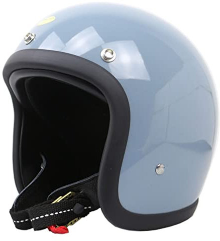 Offenes Gesicht Motorradhelm GFK Retro Motorrad Helm für Damen Herren Erwachsene Halbschalenhelm mit ECE-Zertifizierung F,S=52-54CM