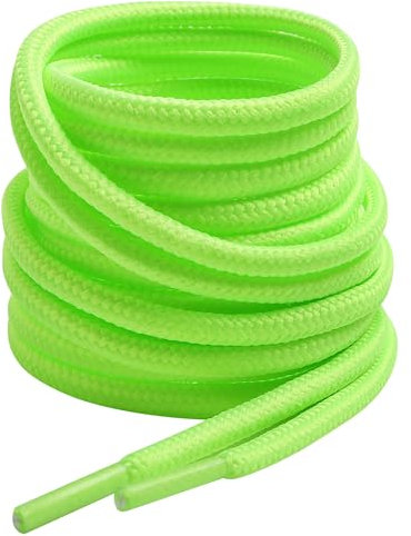 VSUDO Cordones Redondos Verde Neón de Zapatos para Botas de Montaña, ø4 mm Cordones Zapatillas de Botas Trabajo, Cordones Botas de Militares/Seguridad para Mujer o Hombre (2 Pares-Verde Neón-120cm)