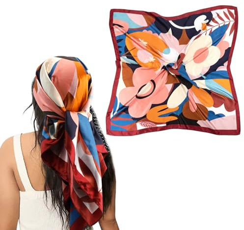 NZKNP Satin Silk Scarf to Tie Hair Up,Head Cover for Women,Gift Bandanas Scarf Headwrap Pañuelos or Handbag Decorations,Coachella Summer Vacation Outfit Beach Essentials