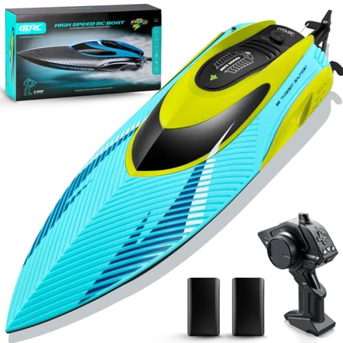 4DRC S3 30+ mph Fast RC Boats with Never Capsize&Low Battery Alarm Function, 2.4GHz Racing Boat with LED Lights for Seas, Pools&Lakes, Speed Boat Toy for Adults Boys&Girls