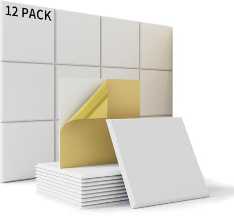 12 Piezas Paneles Acusticos Autoadhesivos, Insonorizacion Acustica Pared Alta Densidad 230kg/m³, 30 * 30 * 1cm Paneles Acusticos Decorativos para Oficina, Estudio de Grabación, Gaming, Podcasting