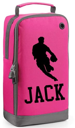 Personalised Rugby Boot Bag Shoe Bag Rugby Player Gift Shoe Sports Bag Personalised with Name Rugby Player Design Sports Gift Pink
