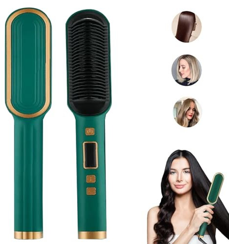 Hair Straightener Brush - 20s Fast Heating & Adjustable Temp, Smooth Frizz-Free Hair for All Types