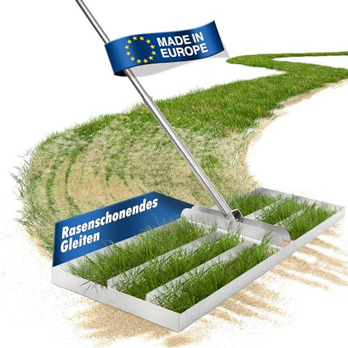 RELLINGER® [100x30cm] XXL Edelstahl Rasenrakel [RASENSCHONEND] - inkl. Montageanleitung - hochwertiges Edelstahl Rasenrechen - Rasen Rakel für die perfekte Rasenpflege (100x30cm)