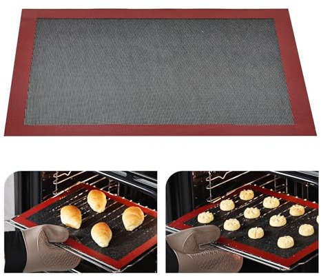 KitchenRaku Baking Sheet Liner - Silicone Hollow Baking Mat Non Slip Oven Liner Heat Resistant Pad, 30x40CM (Red)